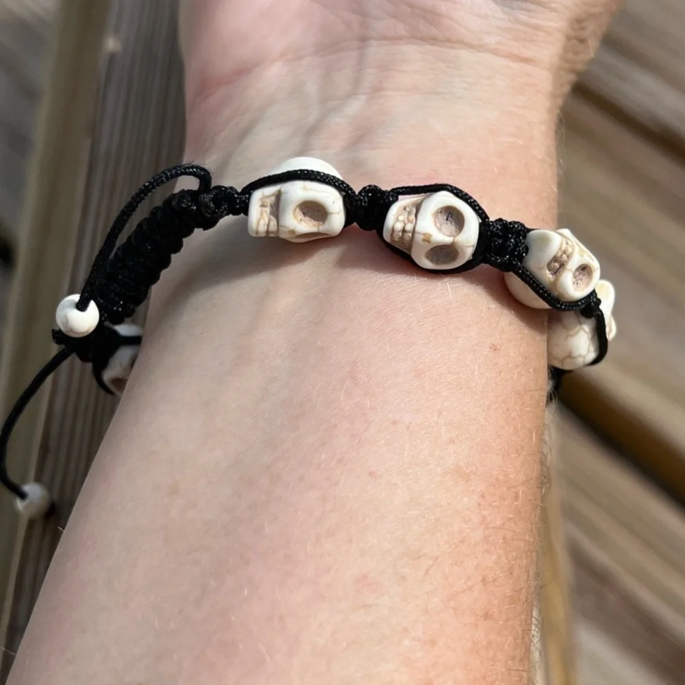 - Mexican Skull Orange Macrame Bracelet! NEW!
